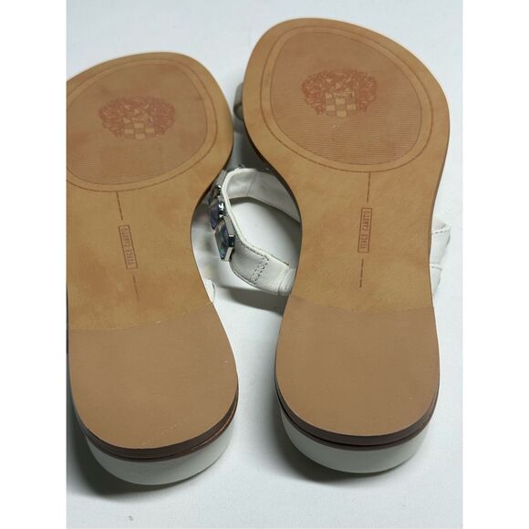 VINCE CAMUTO AMBRIDIL LADIES SIZE 8,5 LEATHER WHITE SANDALS SHOES TOE LOOP - Picture 8 of 9